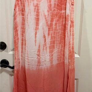 Tie-Dye Maxi Dress in Coral and White